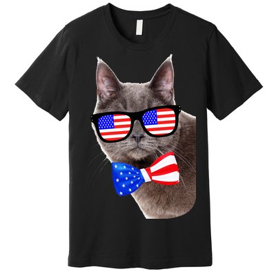 American Cat With USA Glasses And Bow Tie Premium T-Shirt