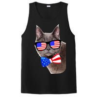 American Cat With USA Glasses And Bow Tie PosiCharge Competitor Tank