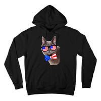 American Cat With USA Glasses And Bow Tie Tall Hoodie