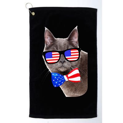 American Cat With USA Glasses And Bow Tie Golf Towel