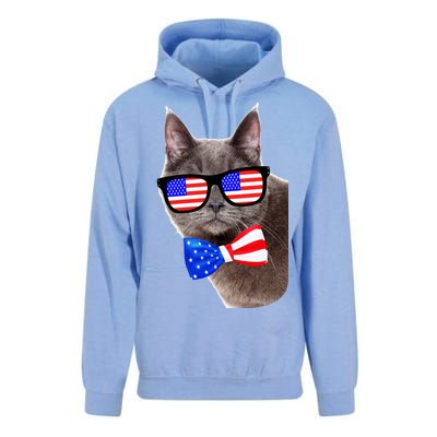 American Cat With USA Glasses And Bow Tie Unisex Surf Hoodie