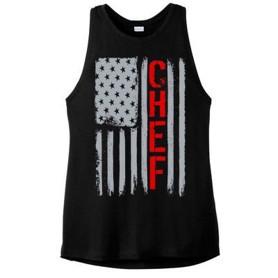 American Chef USA Flag Ladies PosiCharge Tri-Blend Wicking Tank