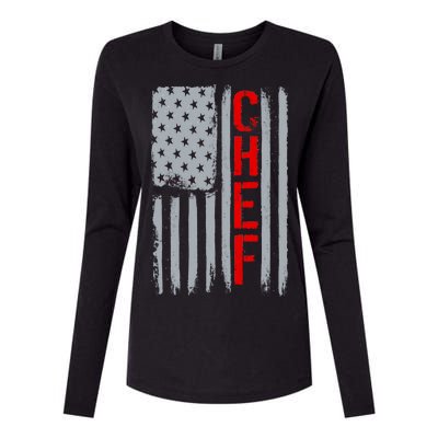 American Chef USA Flag Womens Cotton Relaxed Long Sleeve T-Shirt