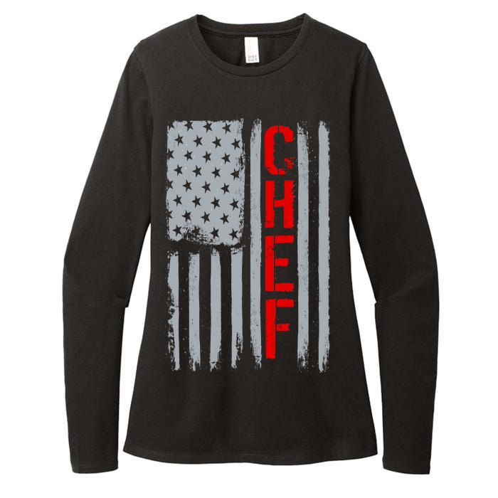 American Chef USA Flag Womens CVC Long Sleeve Shirt