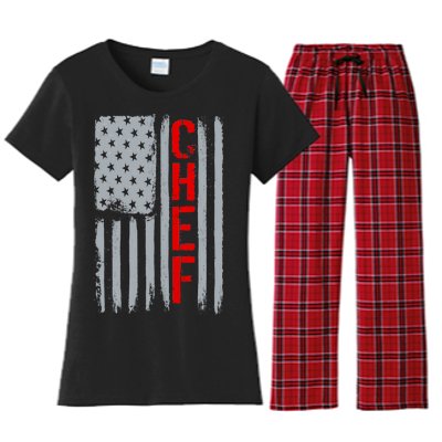 American Chef USA Flag Women's Flannel Pajama Set