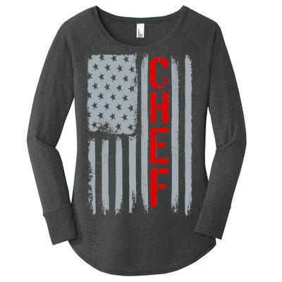 American Chef USA Flag Women's Perfect Tri Tunic Long Sleeve Shirt