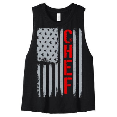 American Chef USA Flag Women's Racerback Cropped Tank