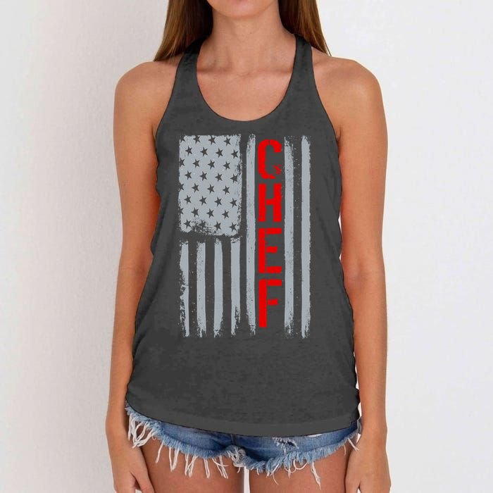 American Chef USA Flag Women's Knotted Racerback Tank