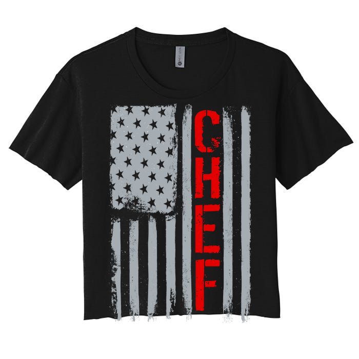 American Chef USA Flag Women's Crop Top Tee