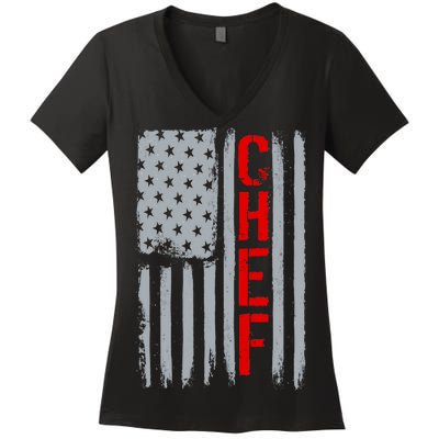 American Chef USA Flag Women's V-Neck T-Shirt