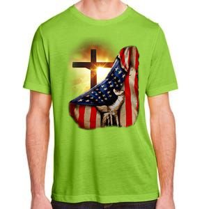 American Christian Cross Patriotic Flag Adult ChromaSoft Performance T-Shirt