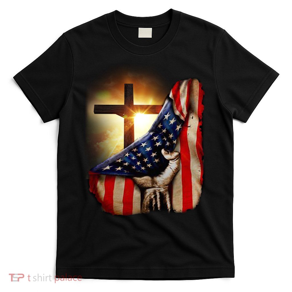 American Christian Cross Patriotic Flag T-Shirt