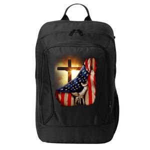 American Christian Cross Patriotic Flag City Backpack