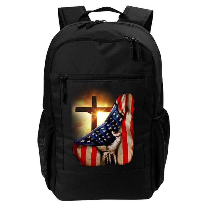 American Christian Cross Patriotic Flag Daily Commute Backpack