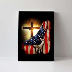 American Christian Cross Patriotic Flag Canvas