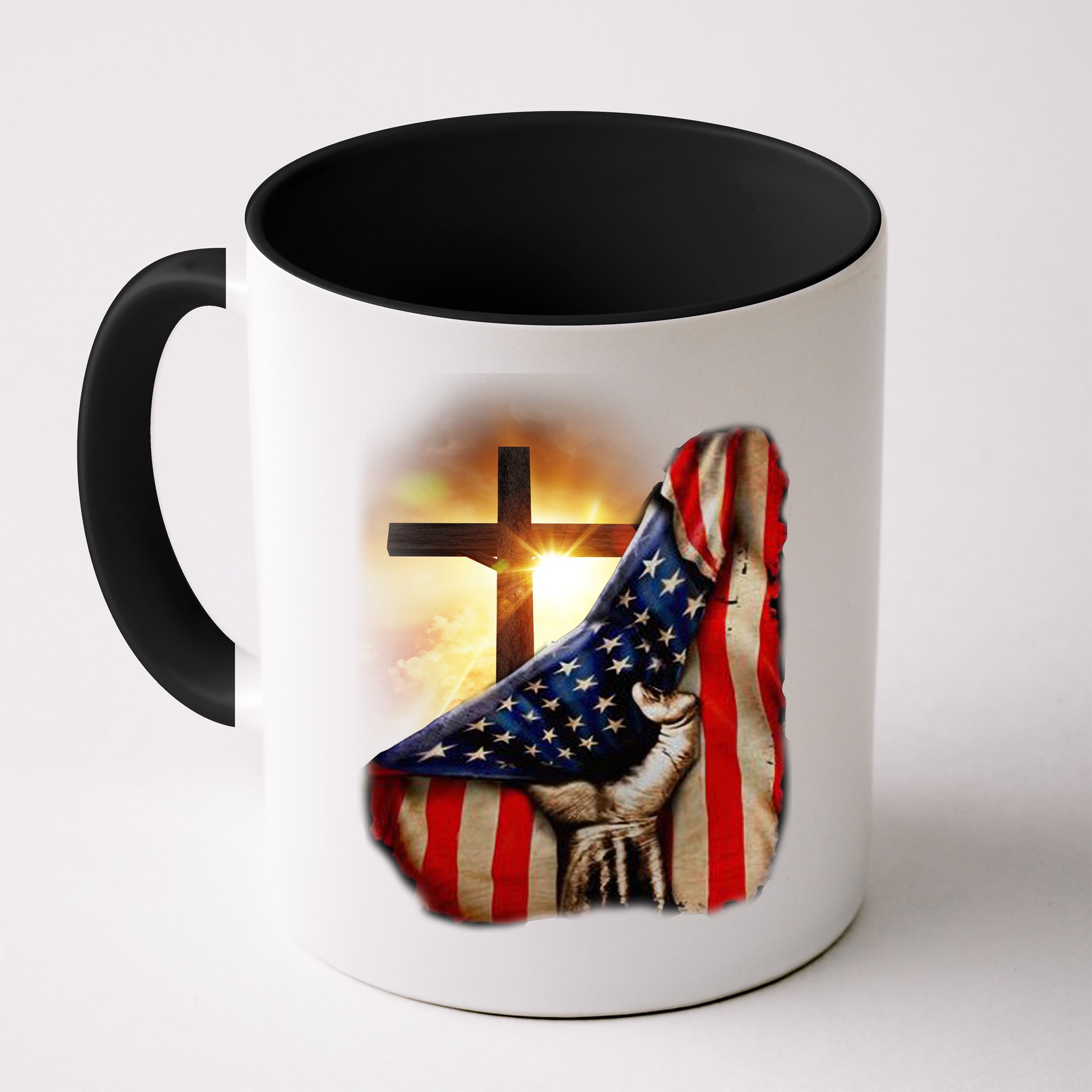 American Christian Cross Patriotic Flag Mug