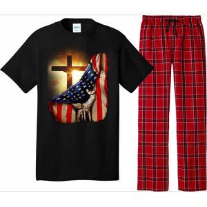 American Christian Cross Patriotic Flag Pajama Set