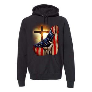 American Christian Cross Patriotic Flag Premium Hoodie