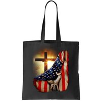 American Christian Cross Patriotic Flag Tote Bag