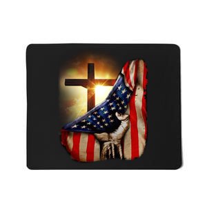 American Christian Cross Patriotic Flag Mousepad