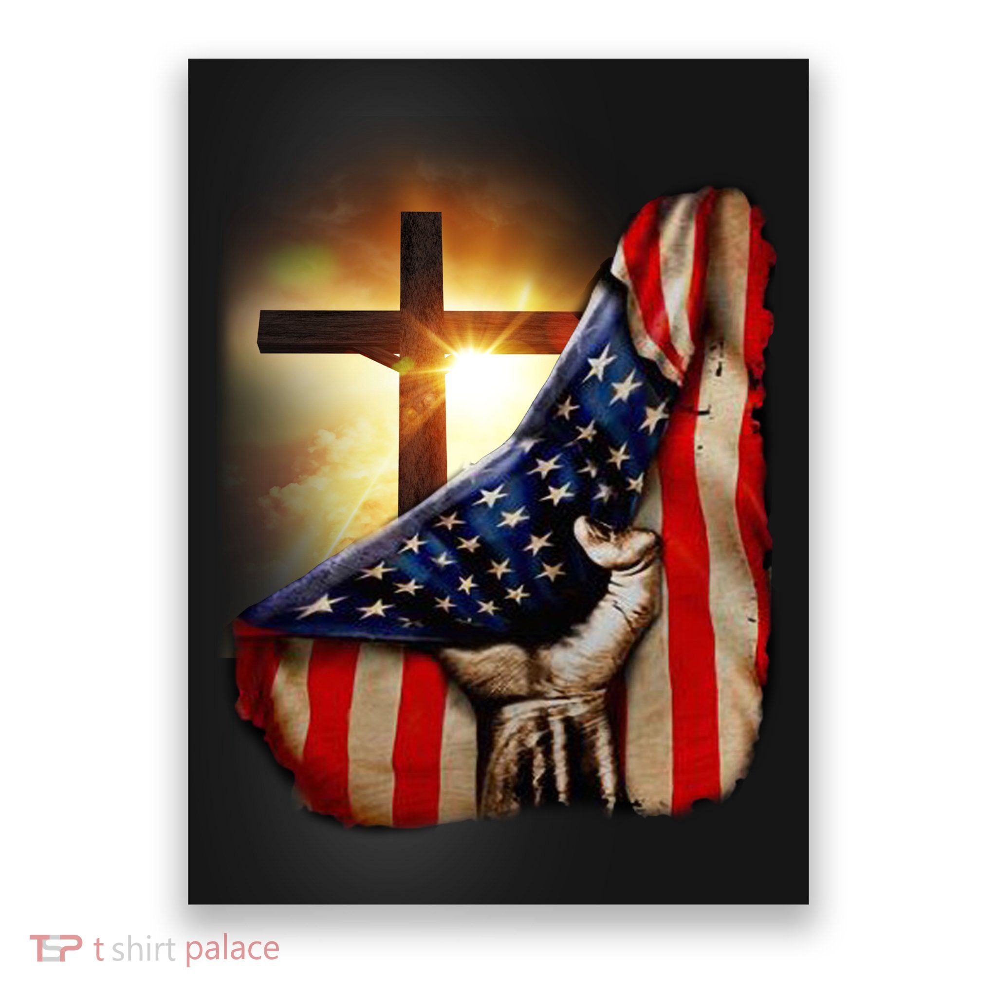 American Christian Cross Patriotic Flag Poster