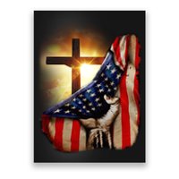 American Christian Cross Patriotic Flag Poster