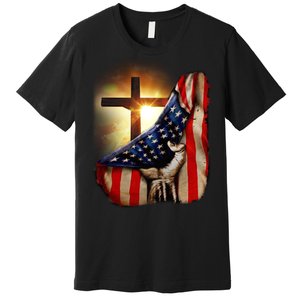 American Christian Cross Patriotic Flag Premium T-Shirt