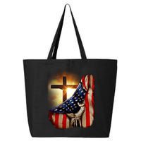 American Christian Cross Patriotic Flag 25L Jumbo Tote