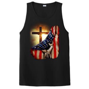 American Christian Cross Patriotic Flag PosiCharge Competitor Tank