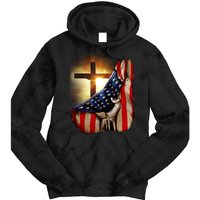 American Christian Cross Patriotic Flag Tie Dye Hoodie