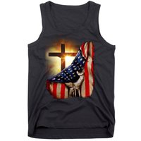 American Christian Cross Patriotic Flag Tank Top