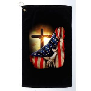 American Christian Cross Patriotic Flag Platinum Collection Golf Towel