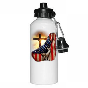 American Christian Cross Patriotic Flag Aluminum Water Bottle