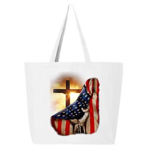 American Christian Cross Patriotic Flag 25L Jumbo Tote