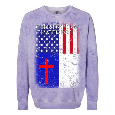 American Christian Patriot Red Cross Colorblast Crewneck Sweatshirt