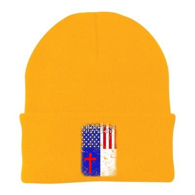 American Christian Patriot Red Cross Knit Cap Winter Beanie