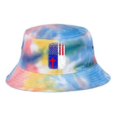 American Christian Patriot Red Cross Tie Dye Newport Bucket Hat