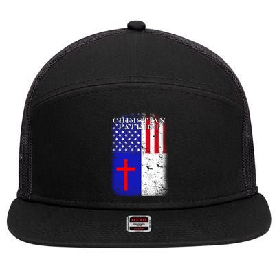 American Christian Patriot Red Cross 7 Panel Mesh Trucker Snapback Hat