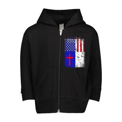 American Christian Patriot Red Cross Toddler Zip Fleece Hoodie