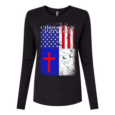 American Christian Patriot Red Cross Womens Cotton Relaxed Long Sleeve T-Shirt