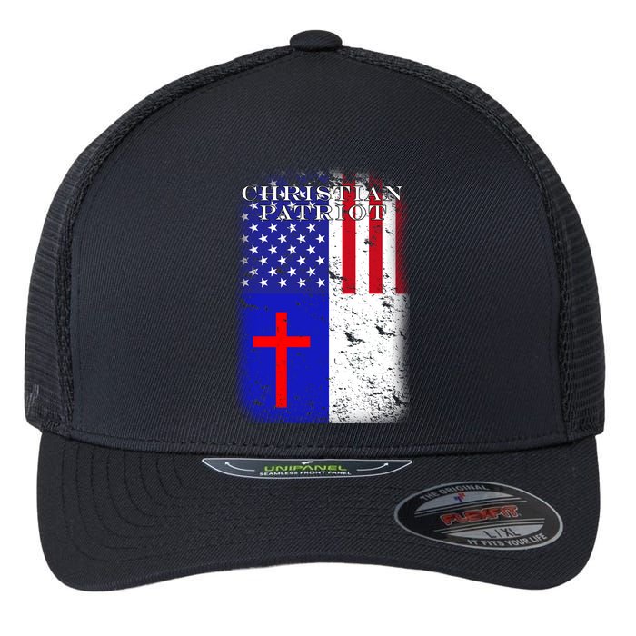 American Christian Patriot Red Cross Flexfit Unipanel Trucker Cap