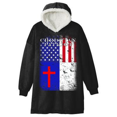 American Christian Patriot Red Cross Hooded Wearable Blanket