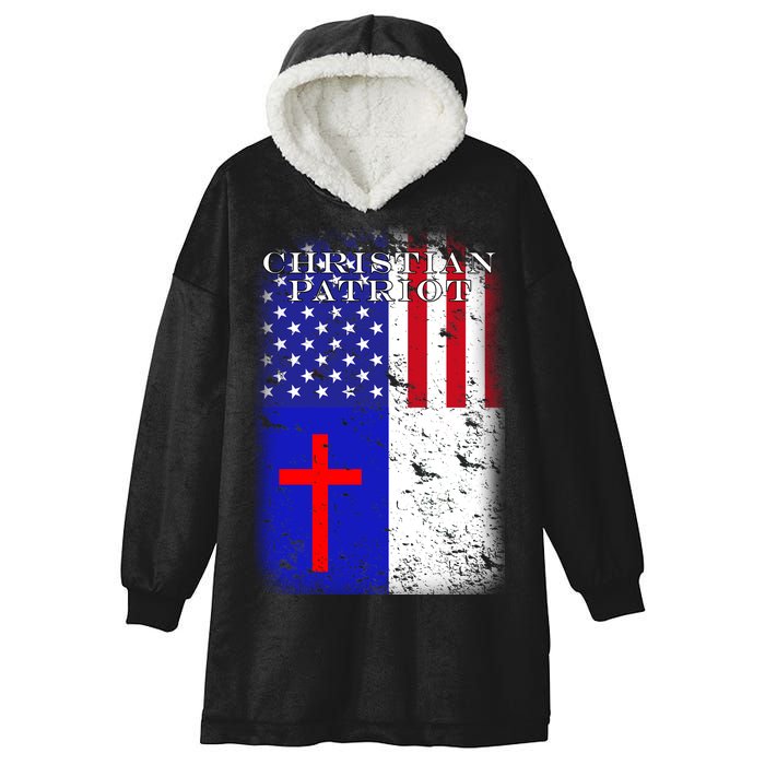 American Christian Patriot Red Cross Hooded Wearable Blanket