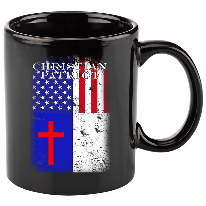 American Christian Patriot Red Cross 11oz C Handle Ceramic Mug
