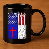 American Christian Patriot Red Cross 11oz C Handle Ceramic Mug