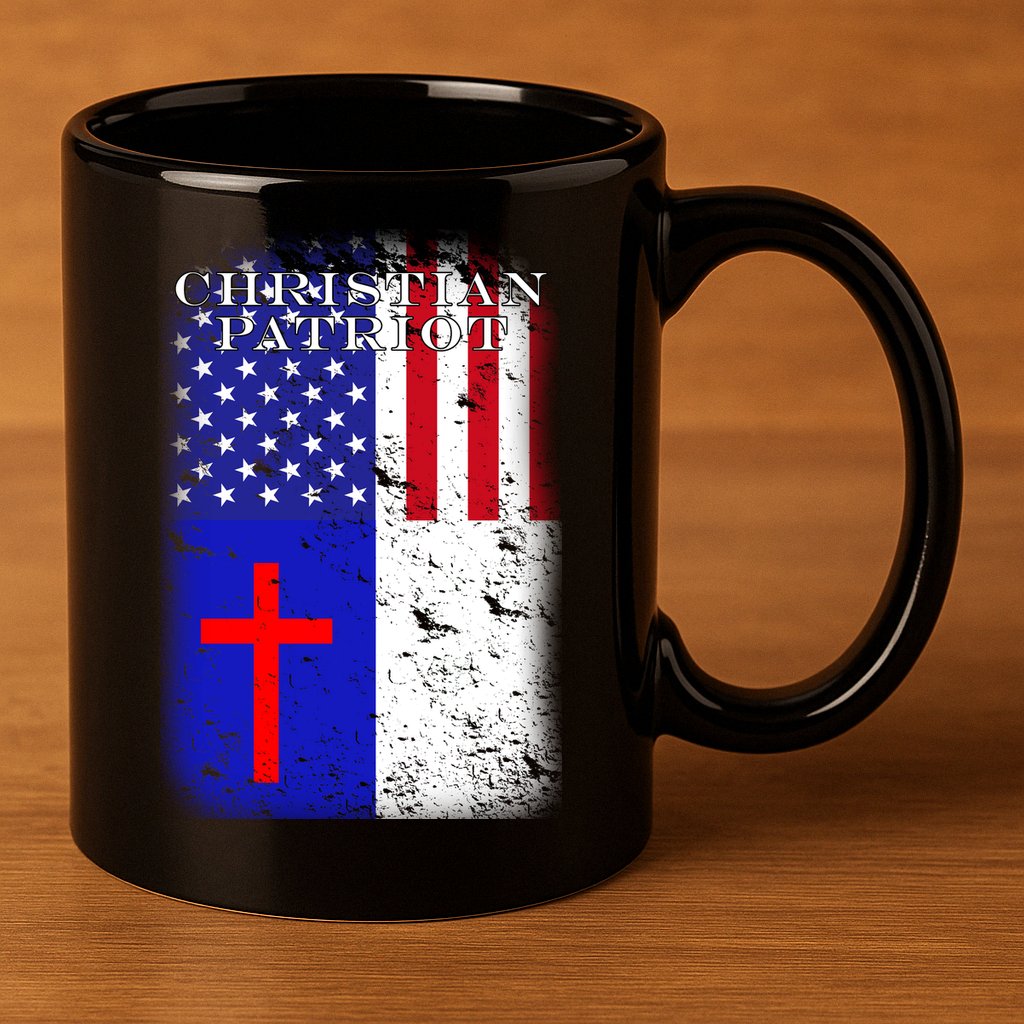 American Christian Patriot Red Cross 11oz C Handle Ceramic Mug