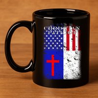 American Christian Patriot Red Cross 11oz C Handle Ceramic Mug