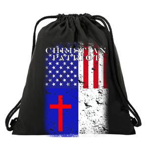 American Christian Patriot Red Cross Drawstring Bag