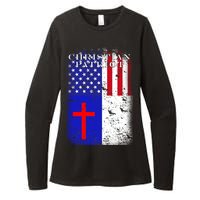 American Christian Patriot Red Cross Womens CVC Long Sleeve Shirt