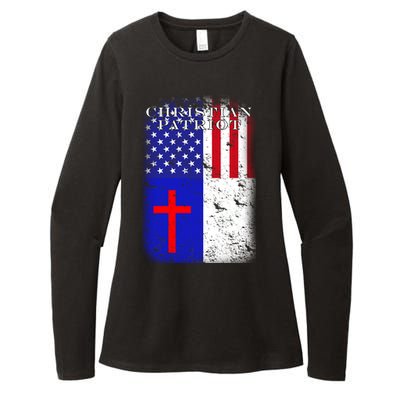 American Christian Patriot Red Cross Womens CVC Long Sleeve Shirt